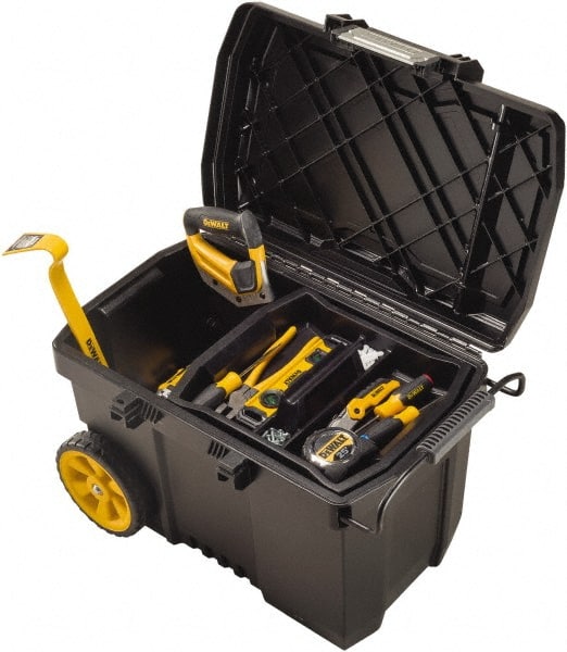 DeWALT - 1 Compartment 1 Tray Mobile Tool Chest - 15-39/64" Wide x 24-51/64" Deep x 16-1/2" High, Polypropylene, Black - Exact Tooling