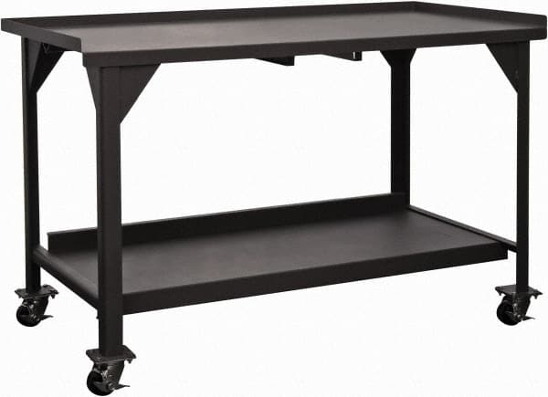 Durham - 60 Wide x 30" Deep x 39-1/2" High, Steel Workbench - Fixed Legs, Gray - Exact Tooling