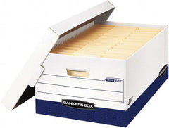 BANKERS BOX - 1 Compartment, 16" Wide x 10-3/8" High x 7-21/64" Deep, Storage Box - Corrugated Cardboard, White/Blue - Exact Tooling