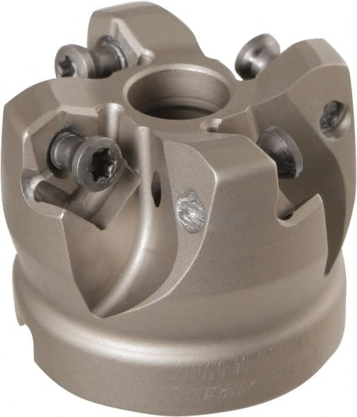 Iscar - 4 Inserts, 1-1/2" Cutter Diam, 0.059" Max Depth of Cut, Indexable High-Feed Face Mill - 1/2" Arbor Hole Diam, 1-1/4" High, FF FWX Toolholder, H600 WXCU 0.. Inserts, Series Helido - Exact Tooling