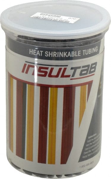 Made in USA - 175 Piece, Black, Heat Shrink Electrical Tubing Kit - 2:1 Shrink Ratio, Chemical, Fungus, Moisture, Oil, Saltwater, and UV Resistant, PVC - Exact Tooling