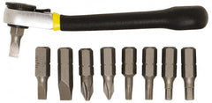 General - 9 Piece, Screwdriver Mini-Ratchet Bit Kit - #1 & #2 Phillips - Exact Tooling