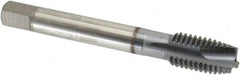 OSG - M12x1.75 Metric Coarse, 3 Flute, TiCN Finish, Vanadium High Speed Steel Spiral Point Tap - Bottoming Chamfer, Right Hand Thread, 3-3/8" OAL, 1-21/32" Thread Length, 0.367" Shank Diam, 6H Class of Fit - Exact Tooling