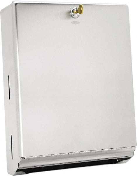 Bobrick - Manual, Stainless Steel Paper Towel Dispenser - 14" High x 10-3/4" Wide x 4" Deep, 400 C-Fold or 525 Multi-Fold, Silver - Exact Tooling