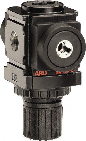 ARO/Ingersoll-Rand - 1/4 NPT Port, 59 CFM, Aluminum Miniature Regulator - 0 to 140 psi Range, 250 Max psi Supply Pressure, 1/8" Gauge Port Thread, 2.913" Wide x 3-9/16" High - Exact Tooling