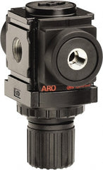 ARO/Ingersoll-Rand - 1/4 NPT Port, 59 CFM, Aluminum Miniature Regulator - 0 to 140 psi Range, 250 Max psi Supply Pressure, 1/8" Gauge Port Thread, 2.913" Wide x 3-9/16" High - Exact Tooling