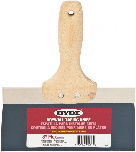 Hyde Tools - 8" Wide Flexible Blade Steel Joint Knife - Flexible, Hardwood Handle - Exact Tooling