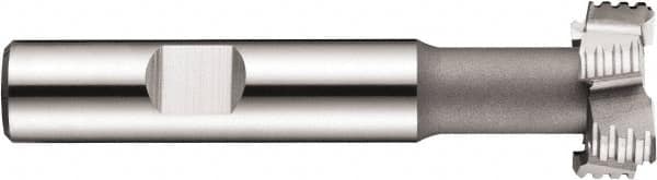 DORMER - 18mm Cut Diam, 8mm Cut Width, 0.315" Neck Diam, 0.4724" Shank Diam, Cobalt T-Slot Cutter - Uncoated, 10mm Bolt, Staggered Teeth, 6 Teeth, Weldon Flat - Exact Tooling