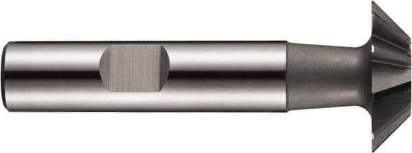 DORMER - 16mm Diam x 6.3mm Width of Cut, 60° Included Angle, Cobalt Dovetail Cutter - Weldon Flat, Uncoated - Exact Tooling
