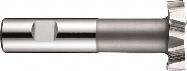 DORMER - 40mm Cut Diam, 8mm Cut Width, 0.7559" Neck Diam, 0.7874" Shank Diam, Cobalt T-Slot Cutter - Uncoated, Staggered Teeth, 8 Teeth, Weldon Flat - Exact Tooling