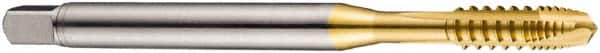 DORMER - M10x1.50 Metric Coarse, 3 Flute, TiN Finish, Cobalt Spiral Point Tap - Plug Chamfer, Right Hand Thread, 100mm OAL, 20mm Thread Length, 10mm Shank Diam, 6H Class of Fit, Series E422 - Exact Tooling