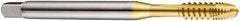 DORMER - M8x1.25 Metric Coarse, 3 Flute, TiN Finish, Cobalt Spiral Point Tap - Plug Chamfer, Right Hand Thread, 90mm OAL, 18mm Thread Length, 8mm Shank Diam, 6H Class of Fit, Series E422 - Exact Tooling