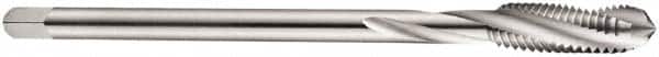 DORMER - M4x0.70 Metric Coarse 3 Flute 6H Bottoming Spiral Flute Tap - Cobalt, Bright Finish, 63mm OAL, Right Hand Flute, Right Hand Thread, Series E258 - Exact Tooling