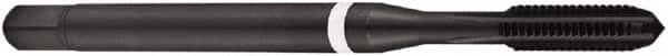 DORMER - M4x0.70 Metric Coarse 6HX 4 Flute Nitride Finish Powdered Metal Straight Flute Machine Tap - Bottoming, Right Hand Thread, 63mm OAL, 12mm Thread Length, Oversize - Exact Tooling