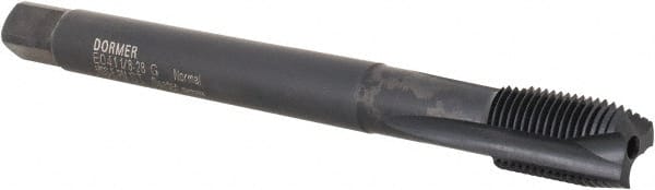 DORMER - 1/8-28" BSPP, 3 Flutes, Plug Chamfer, Oxide Coated, Cobalt British Standard Pipe Tap - 0.248" Square Size, Series E041 - Exact Tooling