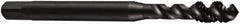 DORMER - #8-36 UNF 3 Flute 2B Bottoming Spiral Flute Tap - Cobalt, Oxide Finish, 53mm OAL, Right Hand Flute, Right Hand Thread, Series E033 - Exact Tooling