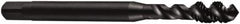 DORMER - #6-32 UNC 3 Flute 2B Bottoming Spiral Flute Tap - Cobalt, Oxide Finish, 50mm OAL, Right Hand Flute, Right Hand Thread, Series E023 - Exact Tooling