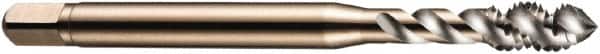 DORMER - M6x1.00 Metric Coarse 3 Flute 6H Bottoming Spiral Flute Tap - Cobalt, Bright Finish, 66mm OAL, Right Hand Flute, Right Hand Thread, Series E002 - Exact Tooling