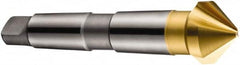 DORMER - 3 Flute 90° High Speed Steel Countersink - TiN Finish, 118mm OAL, Single End, Morse Taper Shank, Right Hand Cut - Exact Tooling