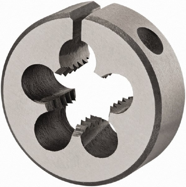 DORMER - M3.5x0.60 Metric Coarse Thread, 13/16" Outside Diam High Speed Steel Round Die - 1/4" Thick, Right Hand Thread, Series F300, Adjustable - Exact Tooling