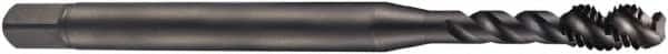 DORMER - #6-32 UNC 3 Flute 2B Bottoming Spiral Flute Tap - Cobalt, Oxide Finish, 56mm OAL, Right Hand Flute, Right Hand Thread, Series EX21 - Exact Tooling
