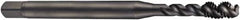 DORMER - #12-24 UNC 3 Flute 2B Bottoming Spiral Flute Tap - Cobalt, Oxide Finish, 80mm OAL, Right Hand Flute, Right Hand Thread, Series EX21 - Exact Tooling