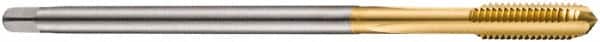 DORMER - M4x0.70 Metric Coarse 6H 3 Flute TiN Finish Cobalt Straight Flute Machine Tap - Bottoming, Right Hand Thread, 73mm OAL, 12mm Thread Length, Oversize - Exact Tooling