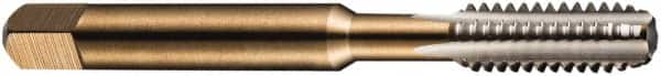DORMER - 1/4-20 BSW 3 Flute Bright Finish High Speed Steel Straight Flute Machine Tap - Plug, Right Hand Thread, 66mm OAL, 13mm Thread Length, Oversize - Exact Tooling