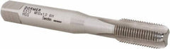 DORMER - M10x1.00 Metric Fine 6H 3 Flute Bright Finish High Speed Steel Straight Flute Machine Tap - Bottoming, Right Hand Thread, 80mm OAL, 18mm Thread Length, Oversize - Exact Tooling