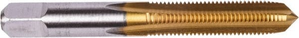 Union Butterfield - 5/16-24 UNF 3B 4 Flute TiN Finish High Speed Steel Straight Flute Standard Hand Tap - Plug, Right Hand Thread, 2-23/32" OAL, 1-1/8" Thread Length, H3 Limit, Oversize - Exact Tooling
