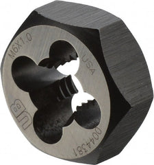 Union Butterfield - M6x1.00 Metric Coarse Thread, 19/32" Hex, Right Hand Thread, Hex Rethreading Die - Chromium Steel, 1/4" Thick, Series 2325M - Exact Tooling