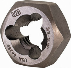 Union Butterfield - 3/8-16 UNC Thread, 25/32" Hex, Right Hand Thread, Hex Rethreading Die - Chromium Steel, 3/8" Thick, Series 2025 - Exact Tooling