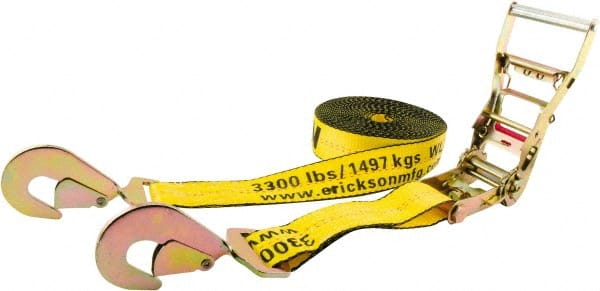 Erickson Manufacturing - 30' Long x 2" Wide, 10,000 Lb Basket Capacity, Polyester & Steel Web Sling - Yellow - Exact Tooling