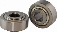 USDI - 1 Row, 3.073" OD, 1-1/16" Hex Double Shield Conveyor Roller Bearing - 4,300 Lb Capacity, 550 Max RPM, Steel with 52100 Chrome Steel Housing - Exact Tooling