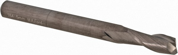 M.A. Ford - 5mm, 11mm LOC, 5mm Shank Diam, 51mm OAL, 2 Flute, Solid Carbide Square End Mill - Single End, Uncoated, 30° Helix, Centercutting, Right Hand Cut, Right Hand Flute, Series 164 - Exact Tooling