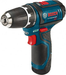 Bosch - 12 Volt 3/8" Chuck Pistol Grip Handle Cordless Drill - 0-350 & 0-1300 RPM, Reversible, 2 Lithium-Ion Batteries Included - Exact Tooling