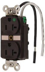 Hubbell Wiring Device-Kellems - 125 VAC, 20 Amp, 5-20R NEMA Configuration, Brown, Hospital Grade, Self Grounding Duplex Receptacle - 1 Phase, 2 Poles, 3 Wire, Flush Mount, Chemical, Corrosion and Impact Resistant, Tamper Resistant - Exact Tooling