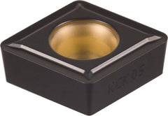 Kennametal - CCMT21.52 LF Grade KCK05 Carbide Turning Insert - TiCN/Al2O3 Finish, 80° Diamond, 1/4" Inscr Circle, 3/32" Thick, 1/32" Corner Radius - Exact Tooling