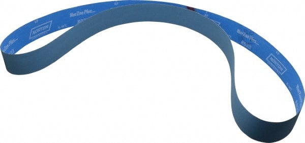 Norton - 2" Wide x 72" OAL, 220 Grit, Zirconia Alumina Abrasive Belt - Zirconia Alumina, Very Fine, Coated, X Weighted Cloth Backing, Series R823 - Exact Tooling