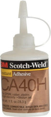 3M - 1 oz Bottle Yellow Instant Adhesive - Series CA40H, 5 to 40 sec Fixture Time, 24 hr Full Cure Time, Bonds to Cardboard, Cork Board, Fabric, Fiberglass, Foam, Metal, Paper, Plastic, Rubber & Vinyl - Exact Tooling