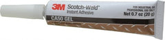 3M - 0.70 oz Tube Clear Instant Adhesive - Series CA50, 60 to 120 sec Fixture Time, 24 hr Full Cure Time, Bonds to Cardboard, Cork Board, Fabric, Fiberglass, Foam, Metal, Plastic, Rubber & Vinyl - Exact Tooling
