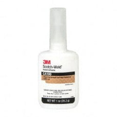 3M - 1 oz Bottle Clear Instant Adhesive - Series CA100, 20 to 70 sec Fixture Time, 24 hr Full Cure Time, Bonds to Cardboard, Cork Board, Fabric, Fiberglass, Foam, Metal, Plastic, Rubber & Vinyl - Exact Tooling