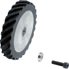 Dynabrade - 4" Diam x 5/8" Wide Contact Wheel Assembly - 1/4" Arbor Hole, Scoop, 40 Duro Rubber Face - Exact Tooling