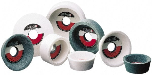 Camel Grinding Wheels - 5" Diam, 1-1/4" Hole Size, 1-3/4" Overall Thickness, 60 Grit, Type 11 Tool & Cutter Grinding Wheel - Medium Grade, Aluminum Oxide, J Hardness, Vitrified Bond, 5,348 RPM - Exact Tooling