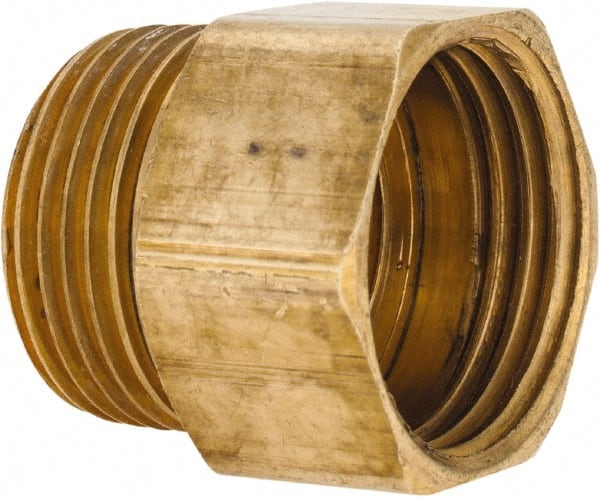 ANDERSON METALS - 3/4 FGHT & 3/4 MPT Garden Hose Female x MIP with FIP Tap - Lead Free Brass, Female Hose to Male Pipe Connector - Exact Tooling
