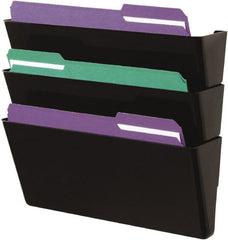 UNIVERSAL - 13" Wide x 4-1/8" Deep x 38-1/4" High, 3 Compartments, Plastic Wall File - Black, 13" Compartment Width x 4-1/4" Compartment Depth x 14-1/2" Compartment Height - Exact Tooling