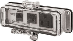 Hubbell Wiring Device-Kellems - 1 Port, 1 Power Receptacle, Ethernet, Clear Data Port Receptacle - 3.2 Inch Long x 1.6 Inch Deep x 5.51 Inch Wide, Aluminum, Surface Mount, Gray - Exact Tooling