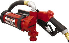 Tuthill - 25 GPM, 1" Hose Diam, DC High Flow Tank Pump with Automatic Nozzle - 1-1/4" Inlet, 1" Outlet, 12 VDC, 18' Hose Length, 1/2 hp - Exact Tooling