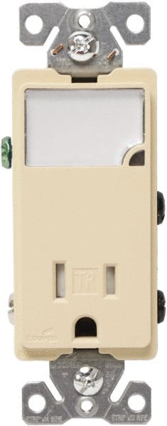 Cooper Wiring Devices - 2 Pole, 125 VAC, 15 Amp, 1 Outlet, Flush Mounted, Self Grounding, Tamper Resistant Combination Outlet with Night Light - 5-15R Configuration, Back Side Wiring, Thermoplastic Material, cULus Listed Standard - Exact Tooling