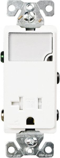 Cooper Wiring Devices - 2 Pole, 125 VAC, 20 Amp, 1 Outlet, Flush Mounted, Self Grounding, Tamper Resistant Combination Outlet with Night Light - 5-20R Configuration, Back Side Wiring, Thermoplastic Material, cULus Listed Standard - Exact Tooling